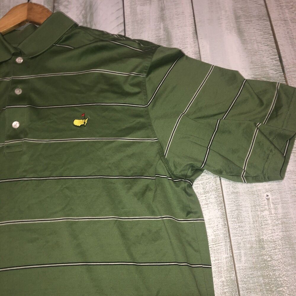 Masters Amen Corner Men's L Green Short Sleeve Pima Cotton Button Golf Polo - Picture 2 of 11